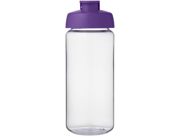 Bidón deportivo con tapa Flip de 600 ml personalizado transparente claro/morado