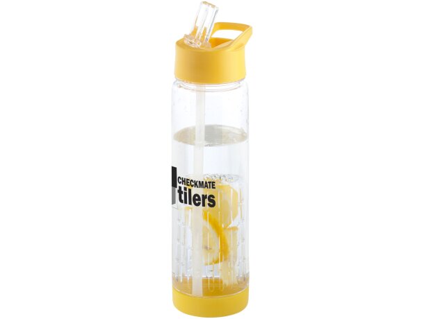 Botella deportiva y ligera con infusor de rosca para fruta 740 ml personalizada transparente/amarillo