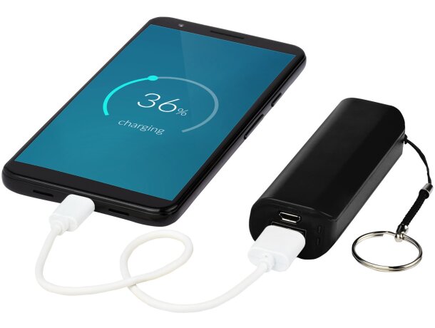 Powerbank de 1200 mAh Span con llavero y cable USB a micro USB Negro intenso detalle 6