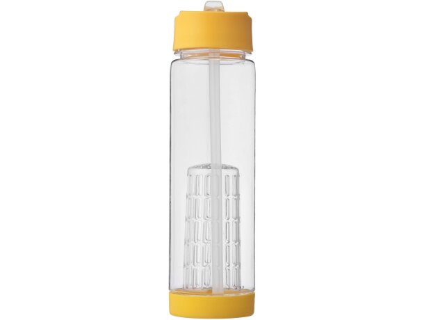 Botella deportiva y ligera con infusor de rosca para fruta 740 ml personalizada barato transparente/amarillo