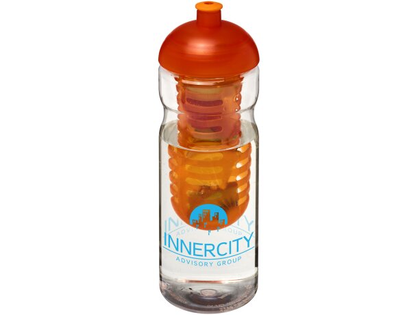 H2O Active® Base Bidón deportivo e infusor con Tapa Dome de 650 ml personalizado transparente/naranja