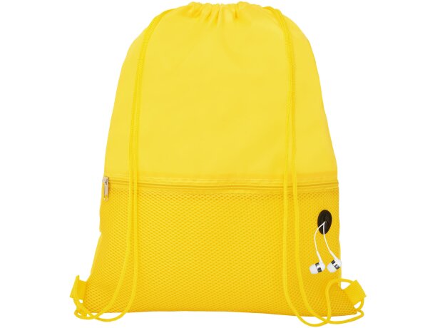 Mochila de cuerdas con logotipo para empresa original Oriole con malla y puerto auriculares Amarillo detalle 29