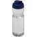 Bidón deportivo de 650 ml con tapa Flip personalizado transparente claro/azul