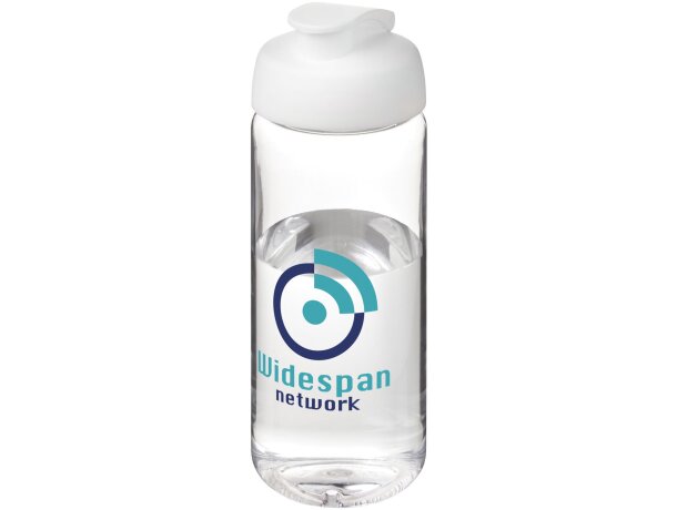 Bidón deportivo con tapa Flip de 600 ml personalizado transparente claro/blanco