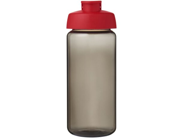 Bidón deportivo con tapa Flip de 600 ml personalizado carbón/rojo