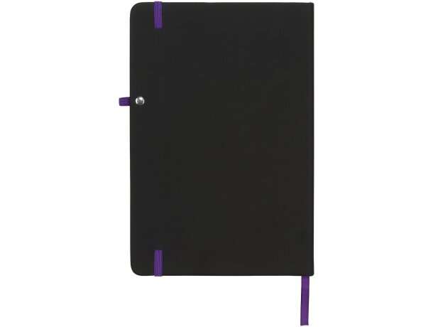 Libretas con banda elastica y tapa de PU negra tacto suave Noir Negro intenso/morado detalle 28