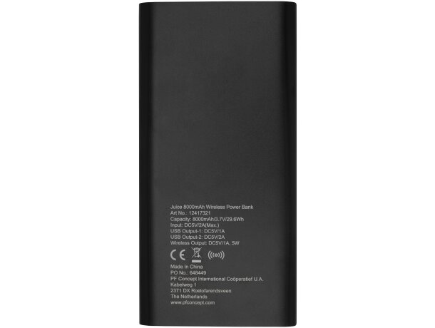 Powerbank de 8000 mAh Juice con carga inalámbrica y carcasa de aluminio Negro intenso detalle 25