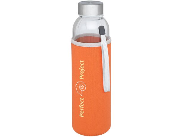 Bidón deportivo de vidrio de 500 ml personalizado naranja