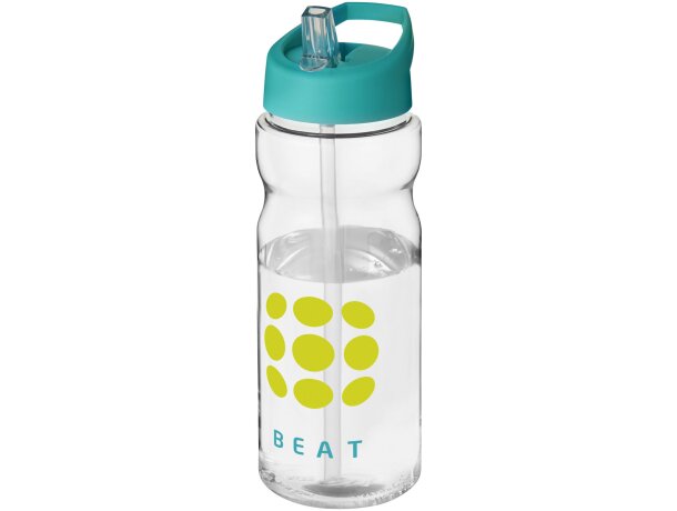 Bidón deportivo &quot;H2O Active® Base Tritan™&quot; de 650 ml personalizado transparente claro/azul aqua