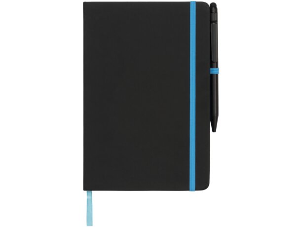 Libretas con banda elastica Noir Edge moderna elegante tapa suave negra Negro intenso/azul detalle 6