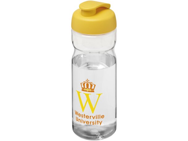 Bidón deportivo de 650 ml con tapa Flip personalizado transparente claro/amarillo