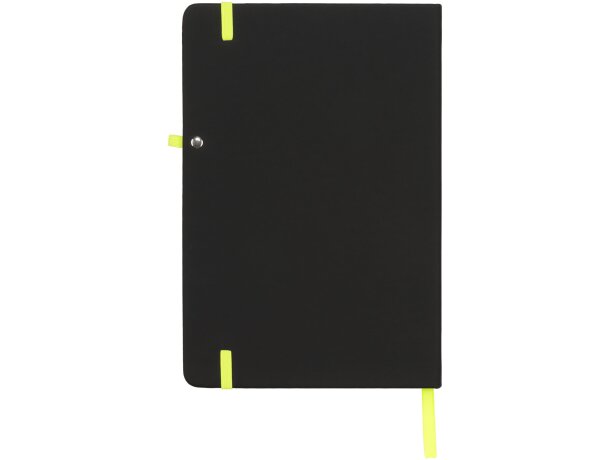 Libretas con banda elastica y tapa de PU negra tacto suave Noir Negro intenso/lima detalle 34