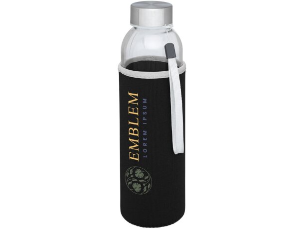 Bidón deportivo de vidrio de 500 ml personalizado negro intenso