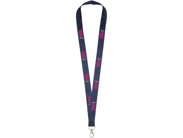 Lanyard coloridos con mosquetón práctico Impey y gran calidad Azul marino detalle 8