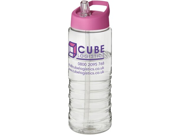 H2O Active® Treble Bidón deportivo con tapa con boquilla de 750 ml personalizado transparente/rosa