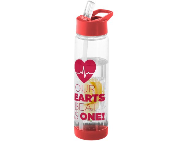 Botella deportiva y ligera con infusor de rosca para fruta 740 ml personalizada personalizado transparente/rojo