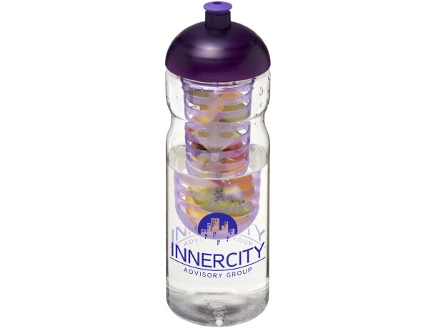 H2O Active® Base Bidón deportivo e infusor con Tapa Dome de 650 ml personalizado transparente/morado