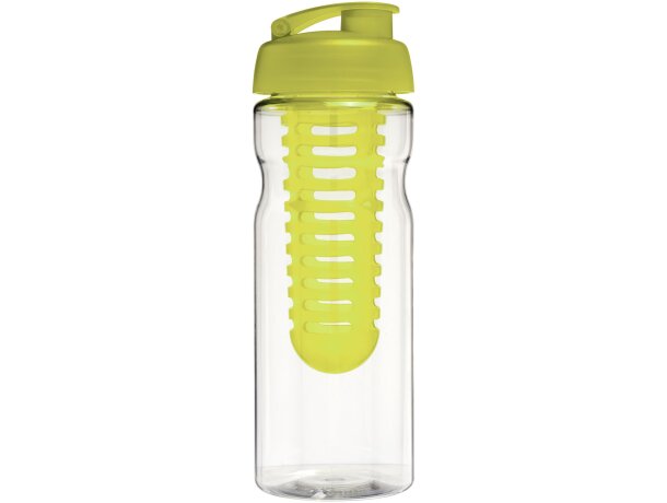 H2O Active® Base Bidón deportivo e infusor con Tapa Flip de 650 ml personalizado transparente/lima