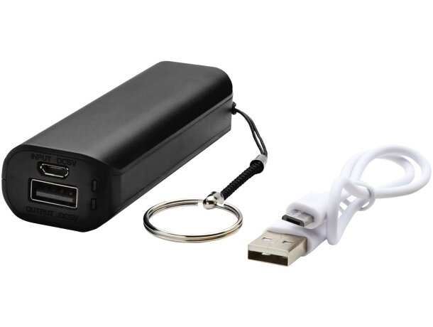 Powerbank de 1200 mAh Span con llavero y cable USB a micro USB Negro intenso detalle 5