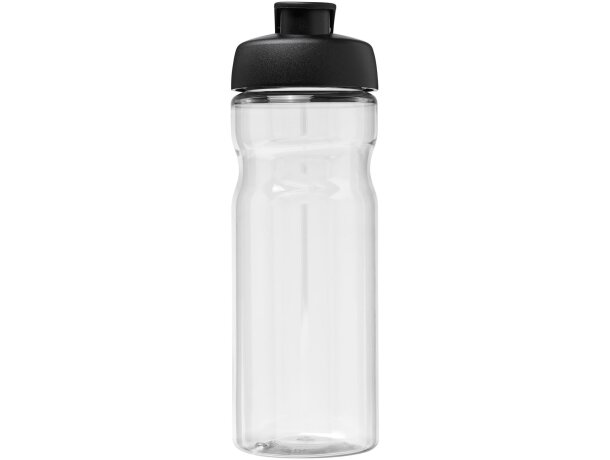 Bidón deportivo de 650 ml con tapa Flip personalizado transparente claro/negro intenso