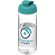 Bidón deportivo con tapa Flip de 600 ml personalizado transparente claro/azul aqua