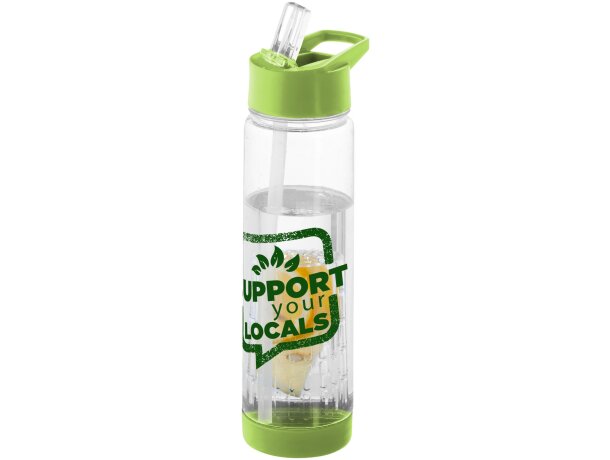 Botella deportiva y ligera con infusor de rosca para fruta 740 ml personalizada barata transparente/lima