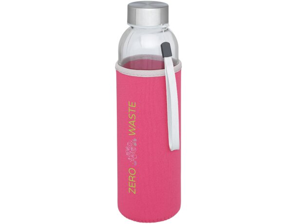 Bidón deportivo de vidrio de 500 ml personalizado rosa