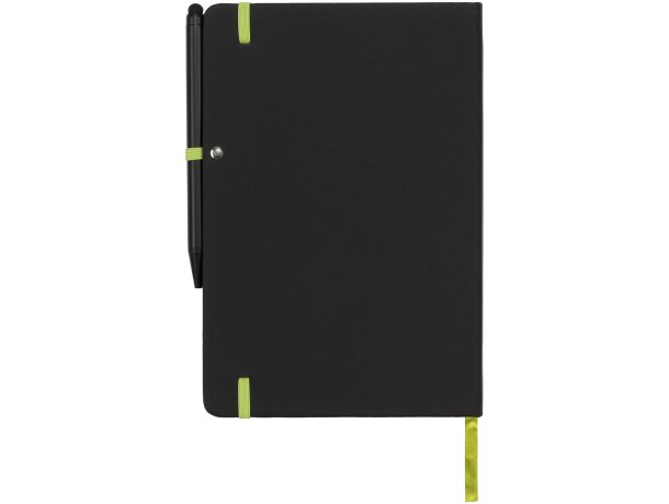 Libretas con banda elastica Noir Edge moderna elegante tapa suave negra Negro intenso/lima detalle 11