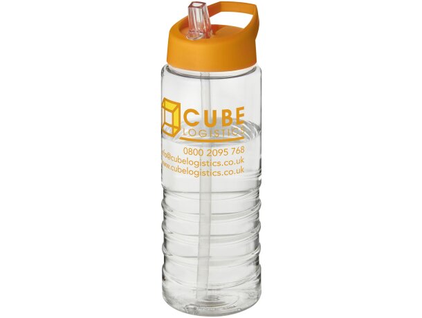 H2O Active® Treble Bidón deportivo con tapa con boquilla de 750 ml personalizado transparente/naranja