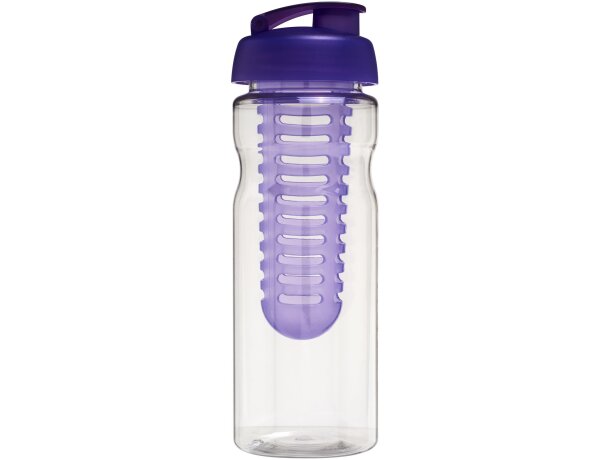 H2O Active® Base Bidón deportivo e infusor con Tapa Flip de 650 ml personalizado transparente/morado