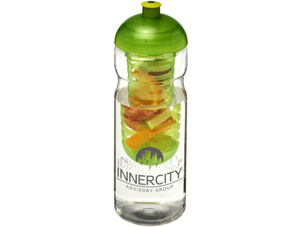 H2O Active® Base Bidón deportivo e infusor con Tapa Dome de 650 ml personalizado transparente/lima