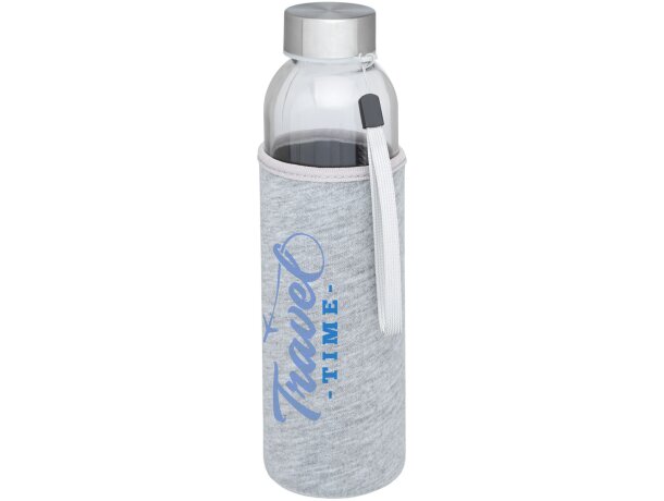 Bidón deportivo de vidrio de 500 ml personalizado gris