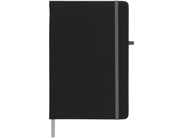 Libretas con banda elastica y tapa de PU negra tacto suave Noir Negro intenso/gris detalle 3