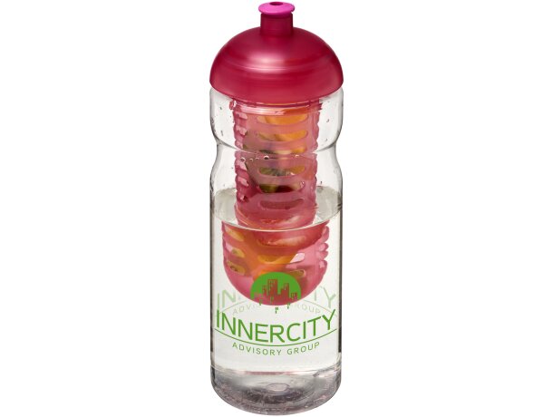 H2O Active® Base Bidón deportivo e infusor con Tapa Dome de 650 ml personalizado transparente/rosa