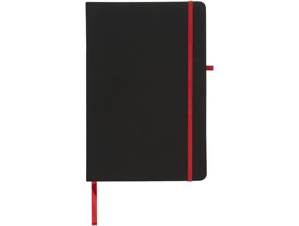 Libretas con banda elastica y tapa de PU negra tacto suave Noir Negro intenso/rojo detalle 21