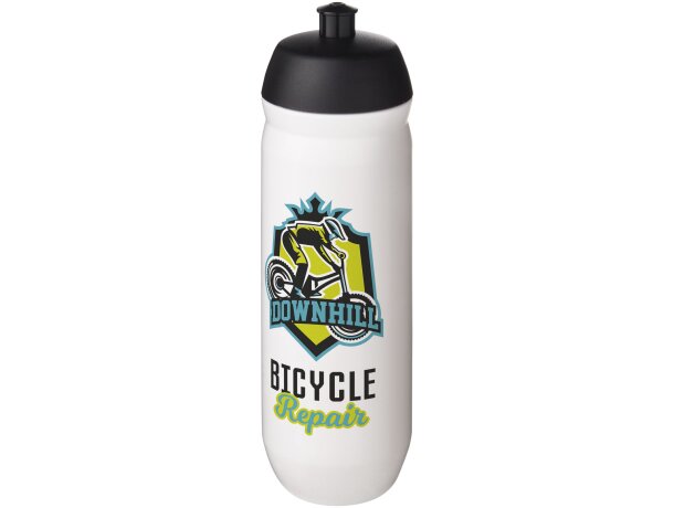 Bidón deportivo de 750 ml &quot;HydroFlex&quot; personalizado negro intenso/blanco