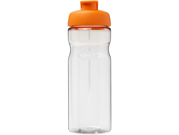 Bidón deportivo de 650 ml con tapa Flip personalizado transparente claro/naranja