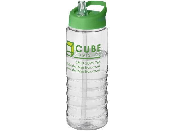 H2O Active® Treble Bidón deportivo con tapa con boquilla de 750 ml personalizado transparente/verde