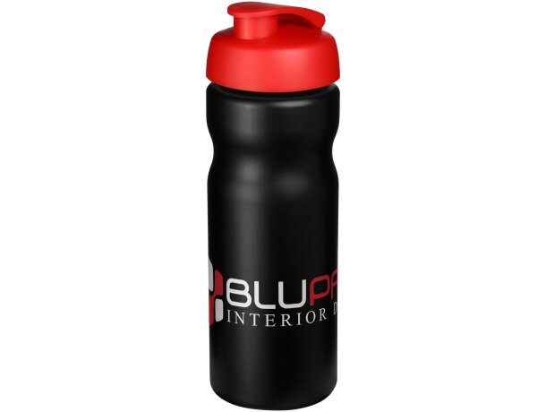 Baseline® Plus Bidón deportivo con tapa Flip de 650 ml personalizado negro intenso/rojo