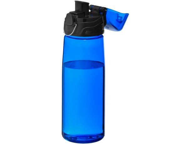 Botella para deporte con tapa abatible 700 ml personalizada grabado azul transparente