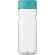 Bidón deportivo de 650 ml con tapa de rosca personalizado transparente claro/azul aqua