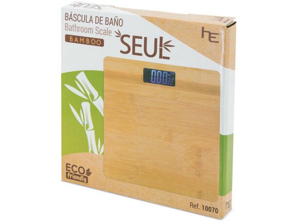 Bascula de baño con temperatura de bambu Seul