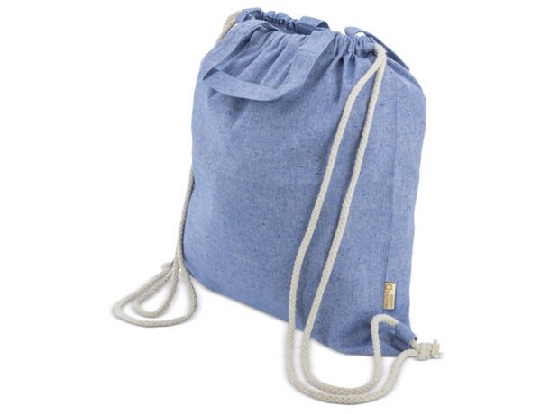 Bolsa mochila de algodon reciclado Agra azul