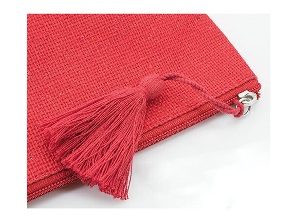 Neceser jute laminado borla rojo