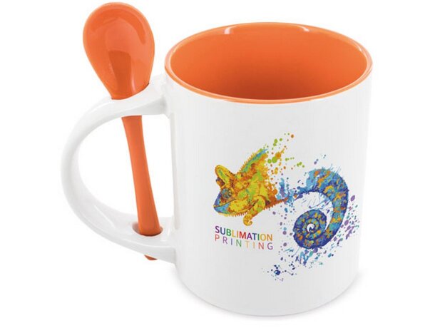 Mug sublimacion redonda con cuchara Neiva naranja