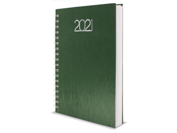 Agenda anilla metalizada Nick grabado verde