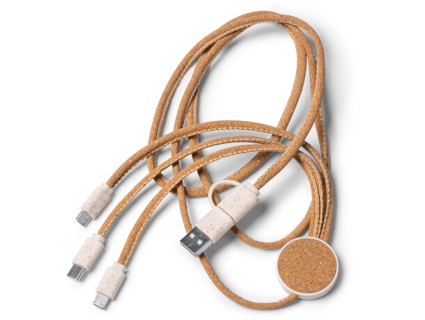 Cargadores USB versátiles y sostenibles con Metrik cable 5 en 1 ecoamigable Crudo detalle 5