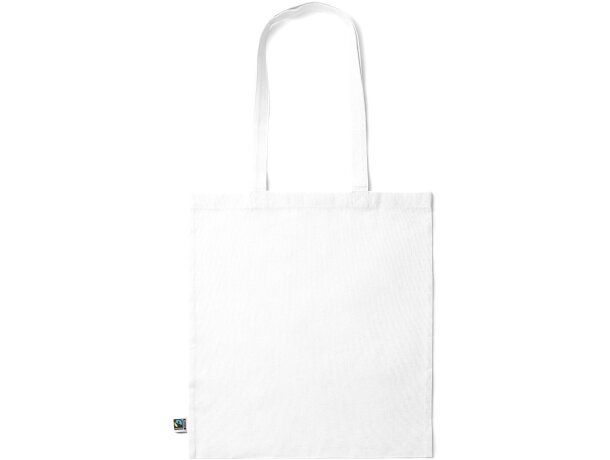 Bolsa de algodón personalizada Kimex asas largas Fairtrade 180 g/m² Blanco detalle 3