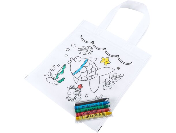 Bolsas non woven Azor kids para colorear con ceras variadas Blanco detalle 4