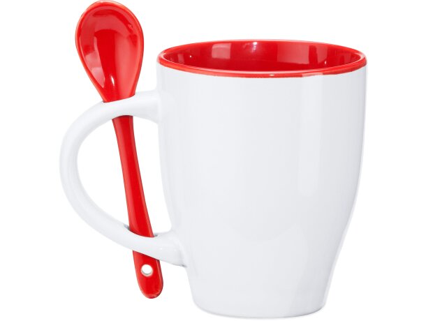 Tazas con estilo Akebia cerámica 350ml aptas microondas y lavavajillas Blanco/rojo detalle 19